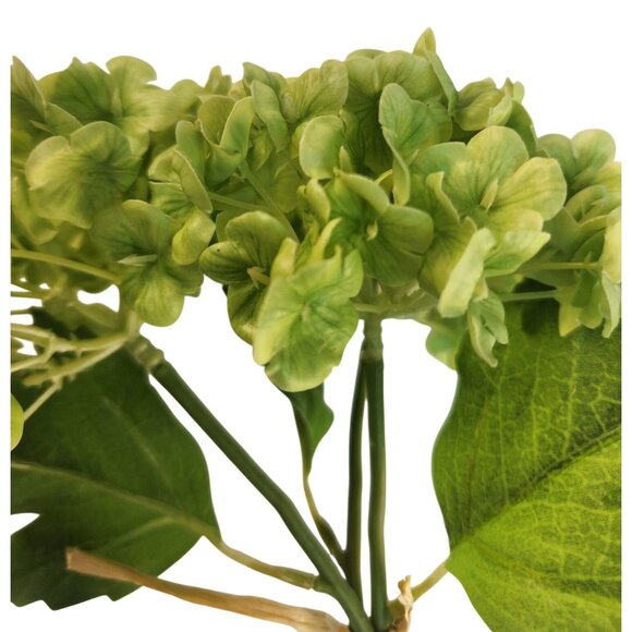 Artificial Green Hydrangea Flower Bunch 3 Stems Green Realistic Faux Floral Deco - Picture 6 of 7